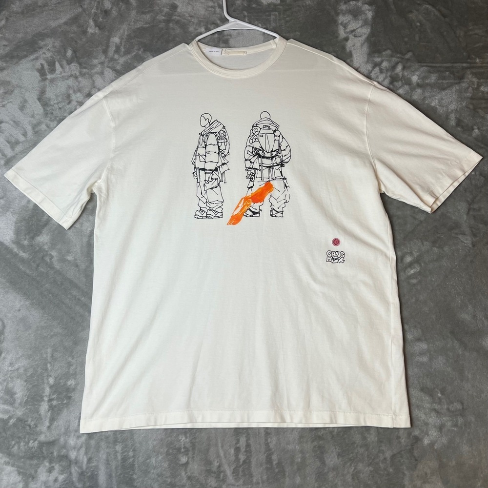 TEN C graphic t shirt mens large crew neck short sleeve made in italy white